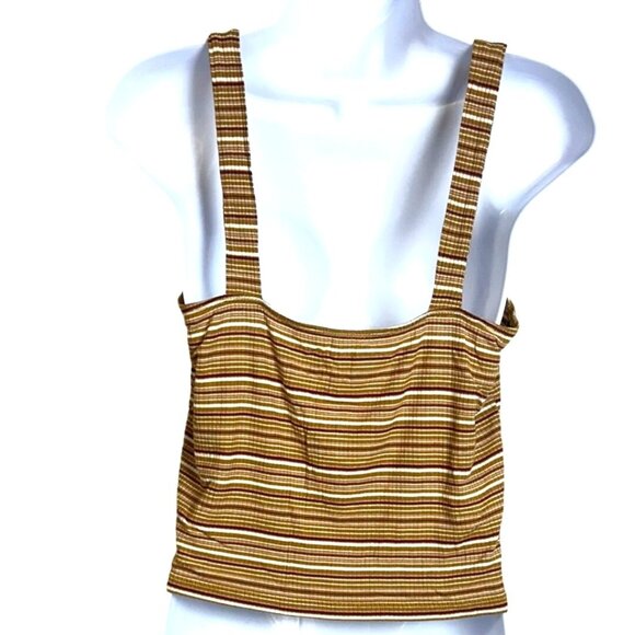 American Eagle Soft & Sexy Ribbed Knit Brown Striped Square Neck Tank Top Large - Picture 2 of 8